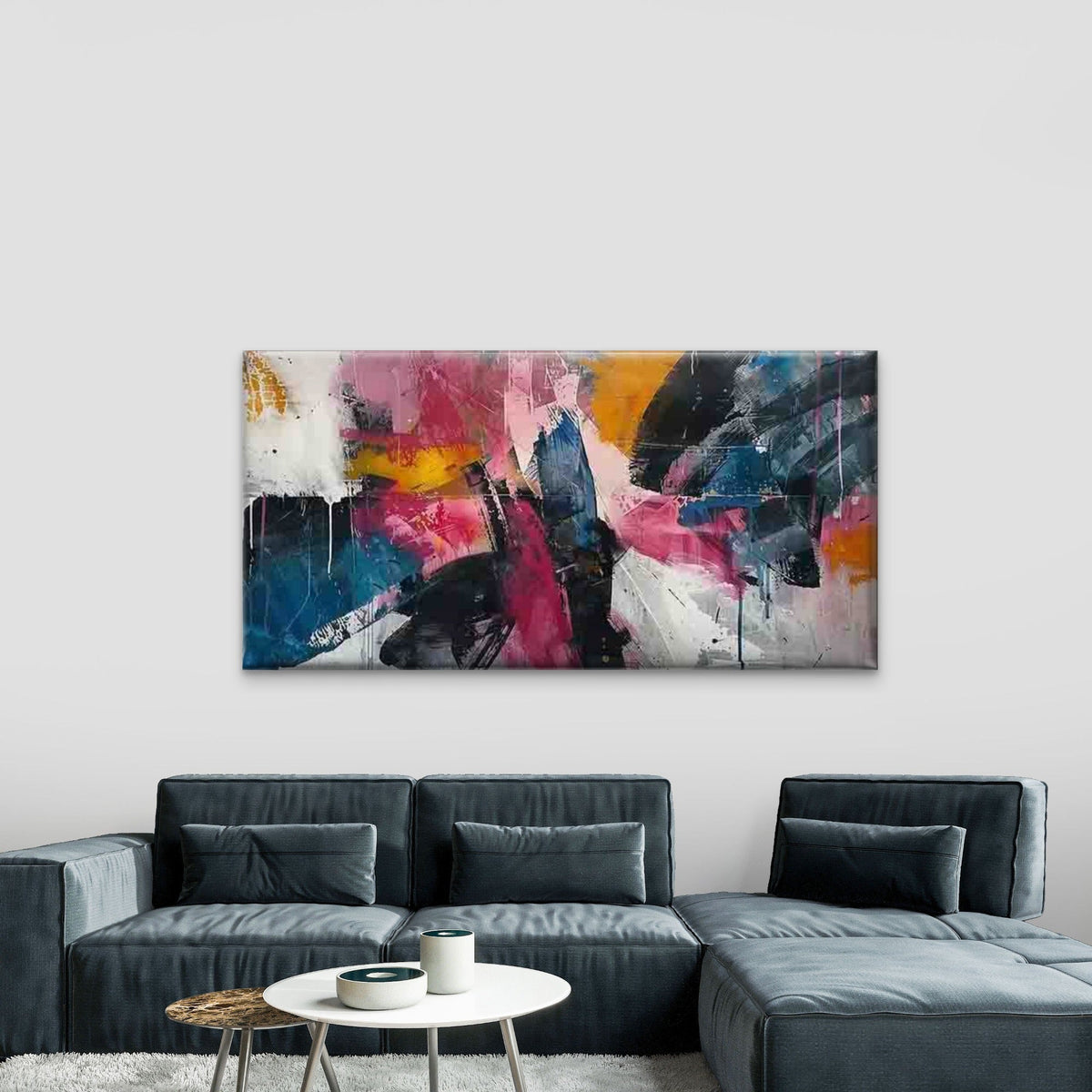 Abstract with Colorful Brush Wall Art Canvas Office Home Room Framed 80x45cm