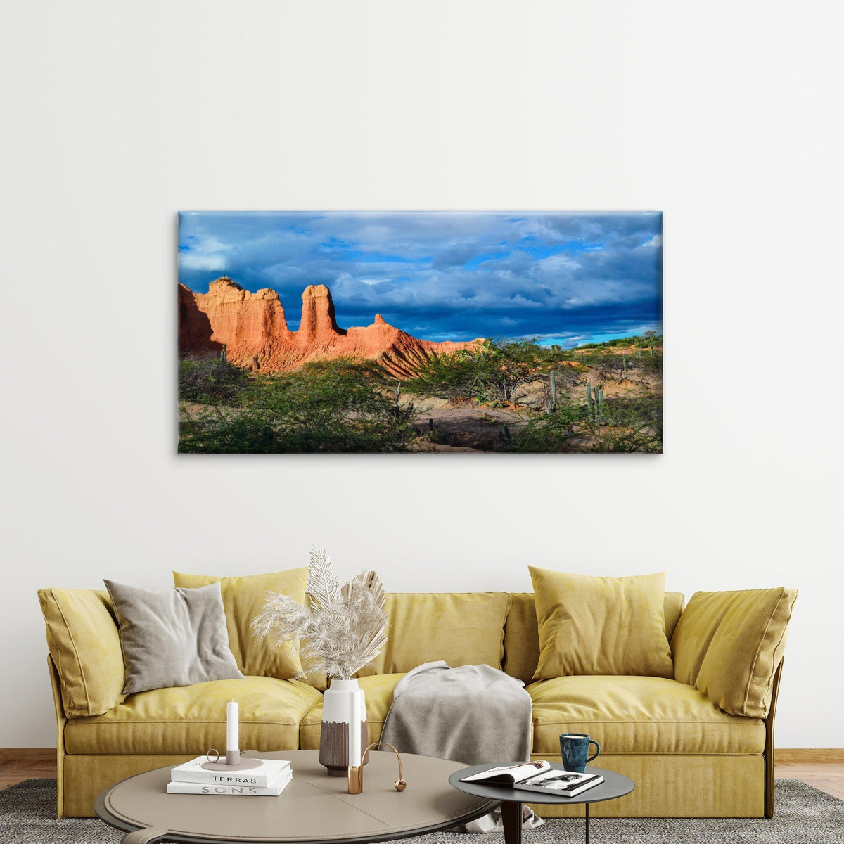 Cloudy Blue Sky Tatacoa Desert Wall Art Canvas Office Home Room Framed 120x60cm