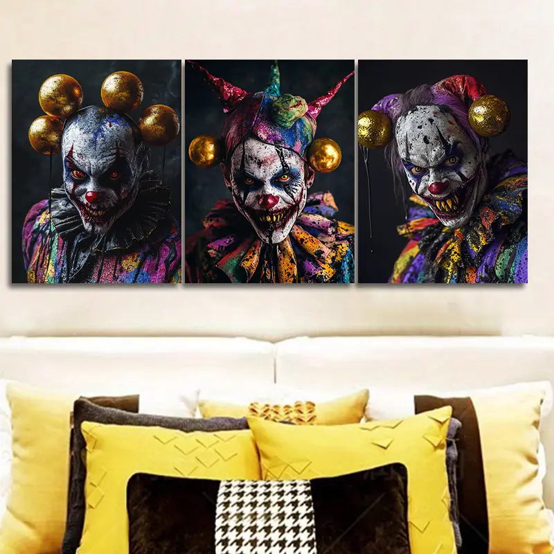3pcs Evil Zombie Clown Metal Print Ready to Hang Art