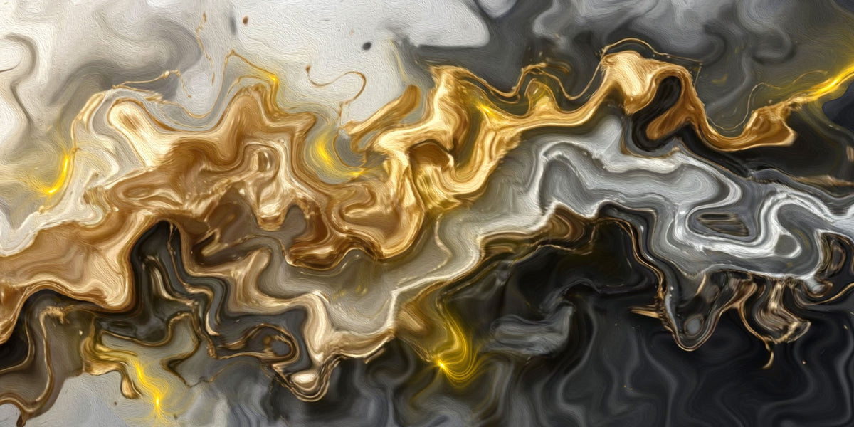 Luxury Black Gold Fluid Marble Wall Art Canvas Office Home Room Framed 80x45cm