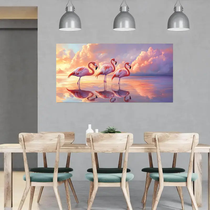 Modern Abstract Flamingo Sunset Wall Art wall canvas office home room framed 120x60cm