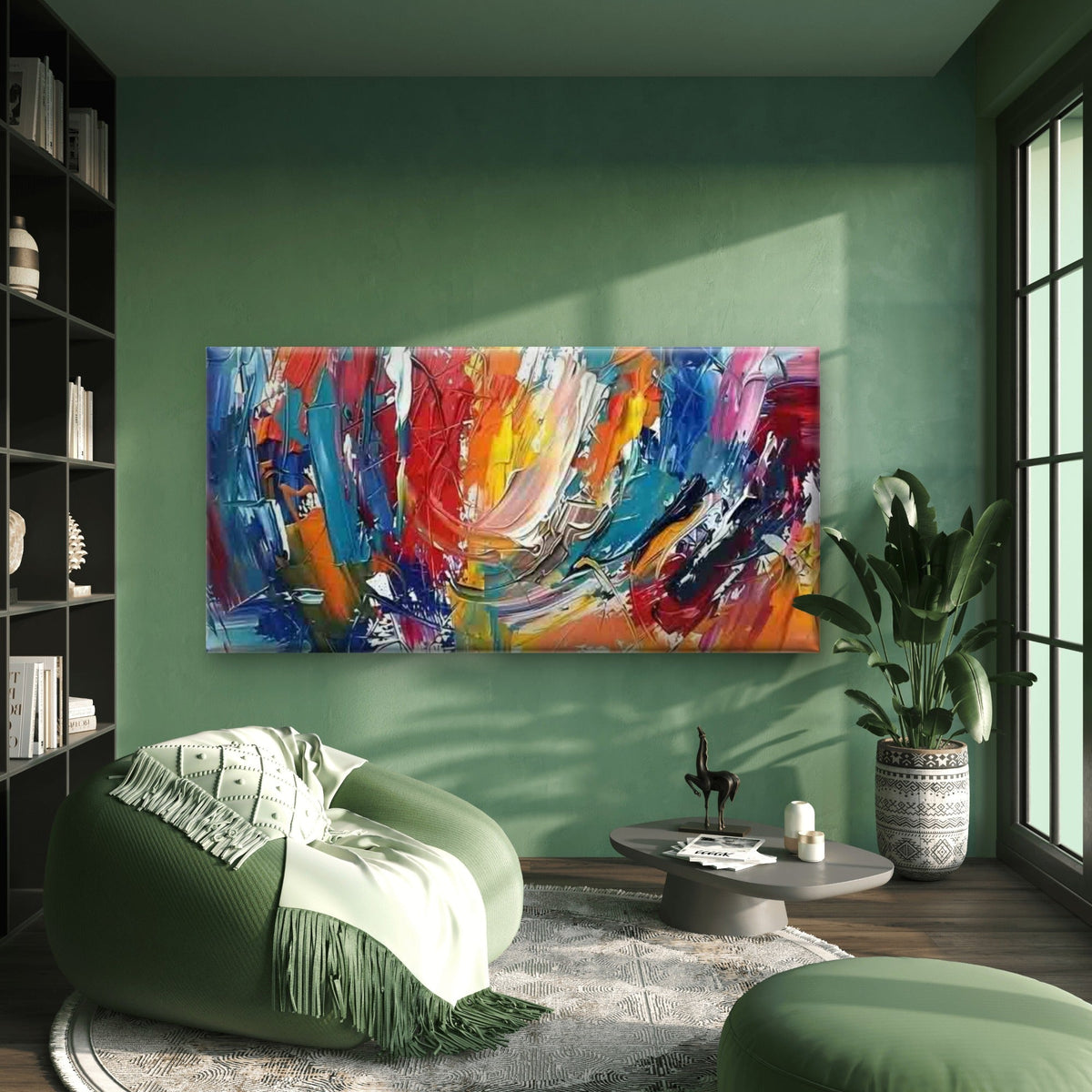 Abstract Colorful Paint Strokes Wall Art Canvas Office Home Room Framed 120x60cm
