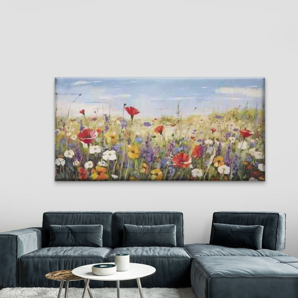 Wildflower Meadow Beneath Wall Art Canvas Office Home Room Framed 80x45cm
