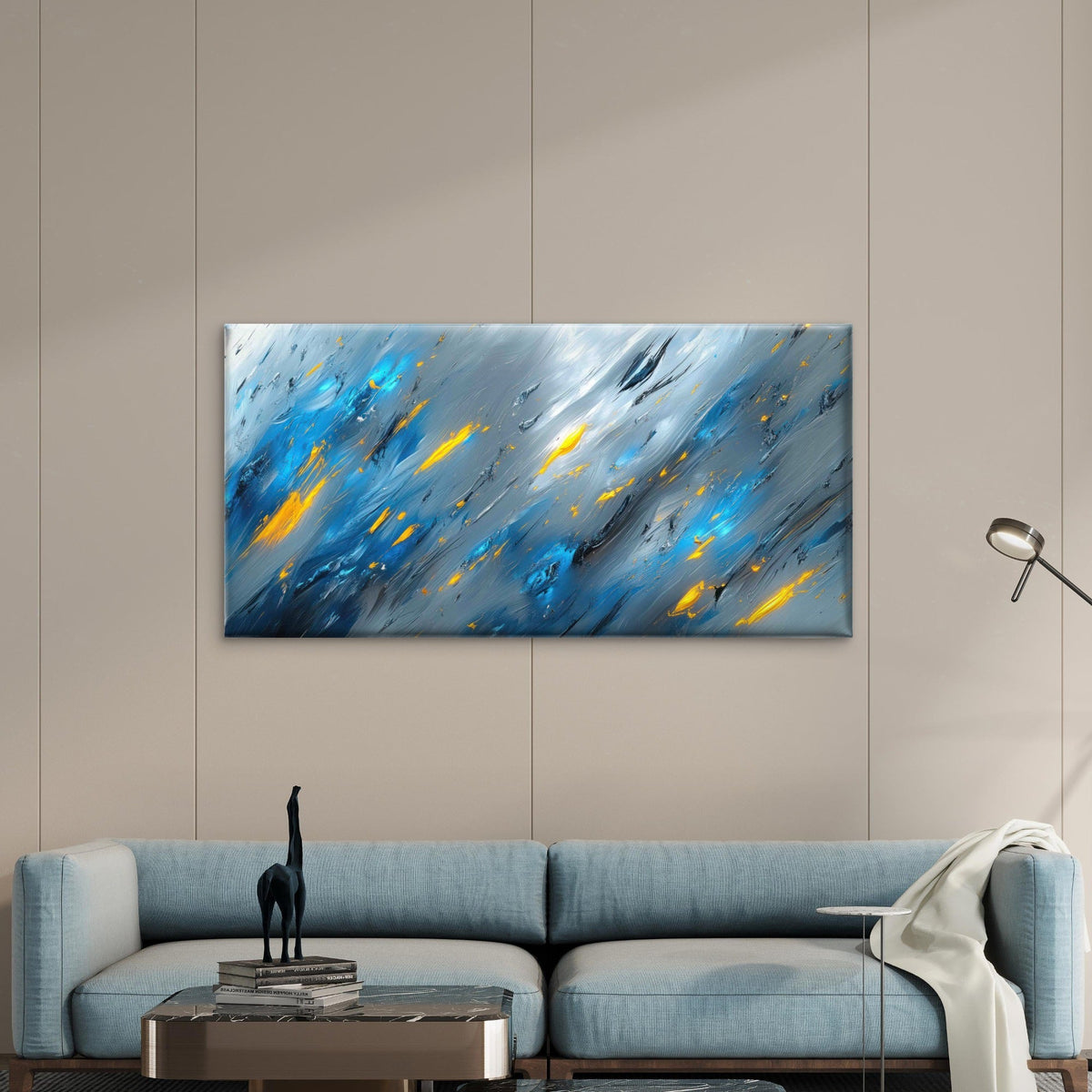 Aqueous Motion In Slate Wall Art Canvas Office Home Room Framed 80x45cm