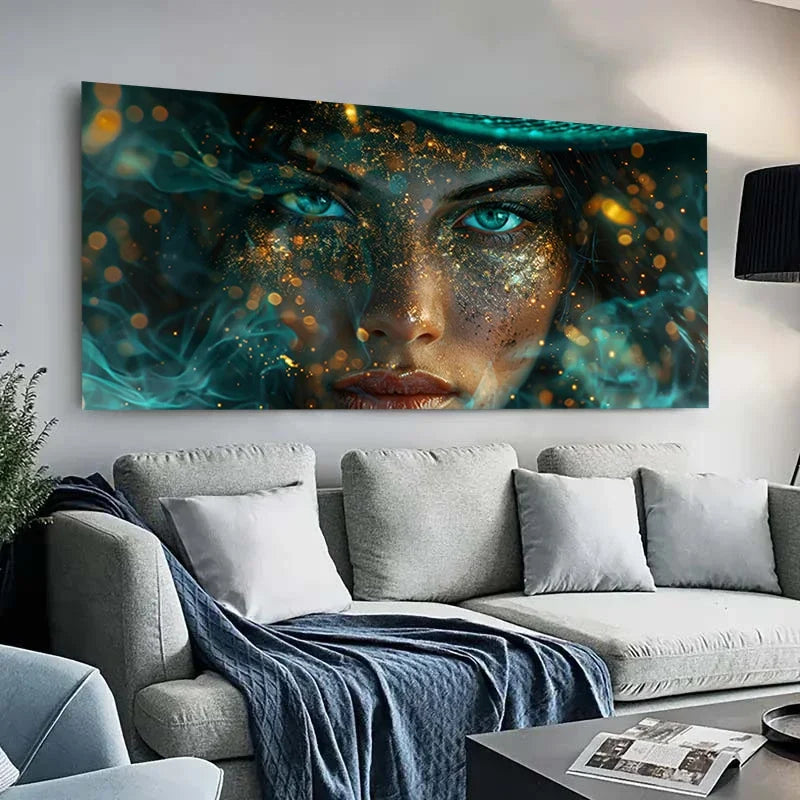 Woman Face And Two Eyes wall canvas office home room framed 120x60cm