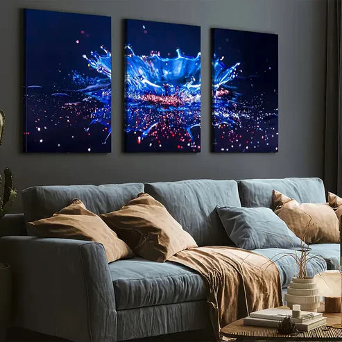 3pcs Modern Style Fashion Fantasy Abstract Water Art Splash Wall Art Set Canvas Framed 60x90cm - High Quality Print 100% Australian Made Wall Canvas Ready to Hang