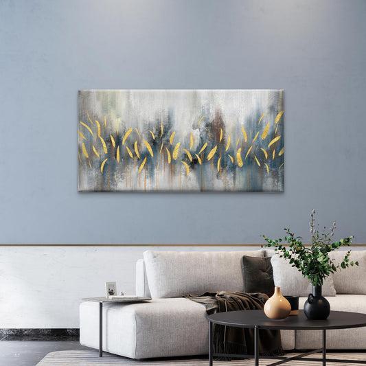 Gold Foil Grey Abstract Wall Art Canvas Office Home Room Framed 80x45cm
