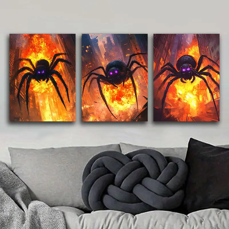 3pcs Spider Monster Metal Print Ready to Hang Art