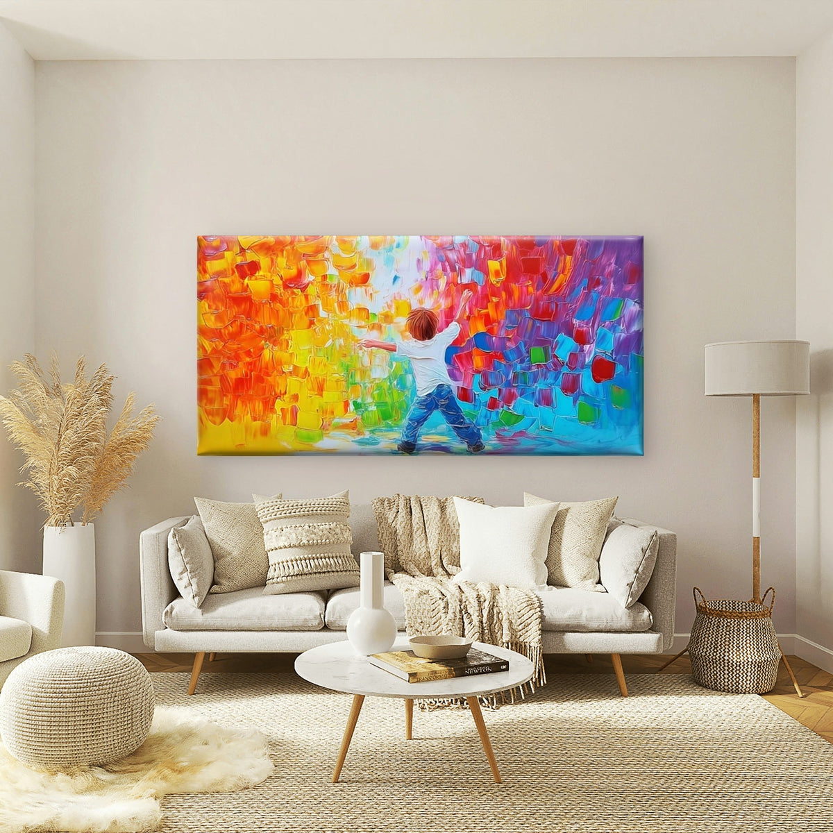 Colorful Abstract Design Wall Art Canvas Office Home Room Framed 80x45cm