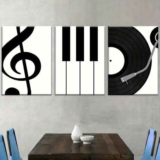 3pcs Modern Fashion Music Piano Instrument Art Wall Art Set Canvas Framed 40x60cm - High Quality Print 100% Australian Made Wall Canvas Ready to Hang