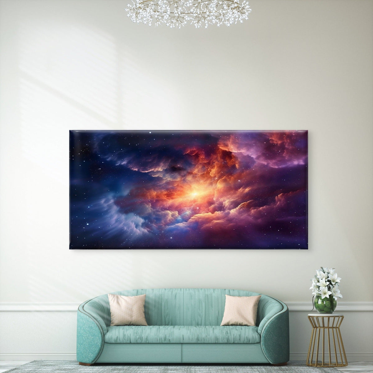 Cosmic Stellar Cloud Formation Wall Art Canvas Office Home Room Framed 80x45cm