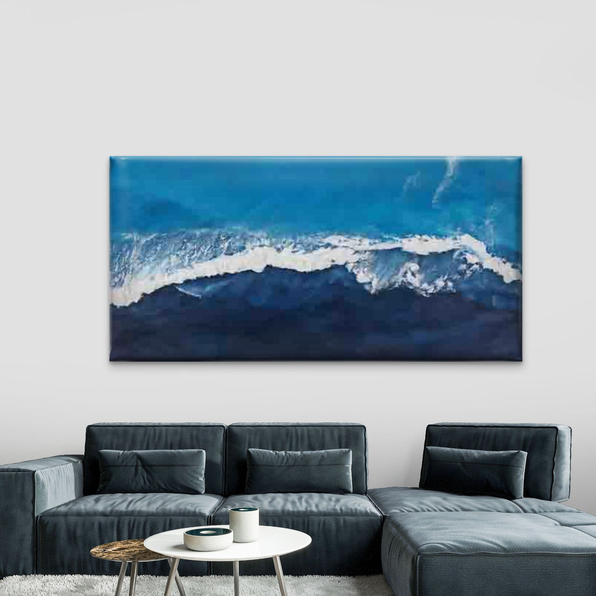 Ocean Waves And Sea Water Wall Art Canvas Office Home Room Framed 80x45cm