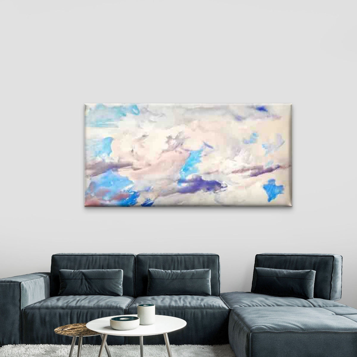Abstract Design of Clouds Wall Art Canvas Office Home Room Framed 80x45cm