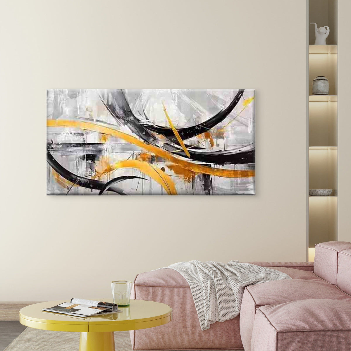 Modern Abstract Wall Art Canvas Office Home Room Framed 80x45cm