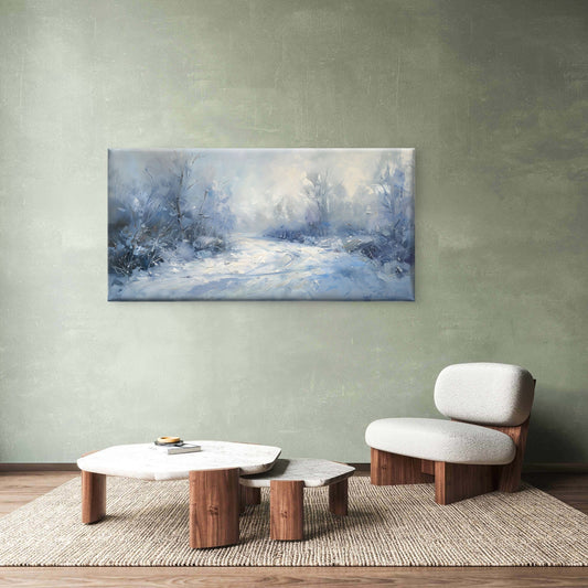 Winter Snow Landscape Wall Art Canvas Office Home Room Framed 80x45cm