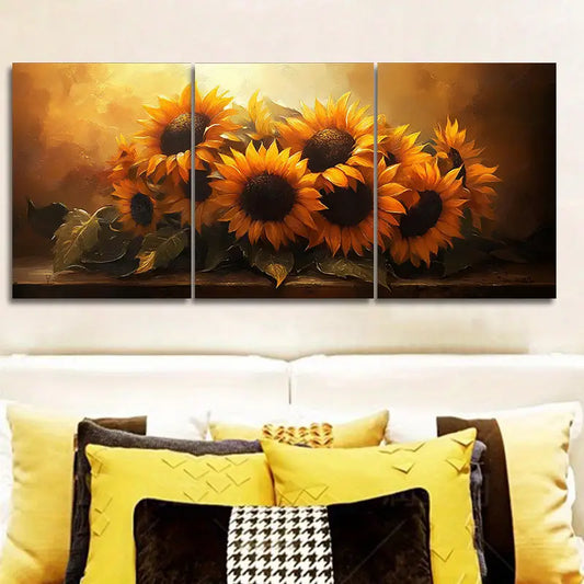 3pcs Sunflowers in the sun Metal Print Ready to Hang Art