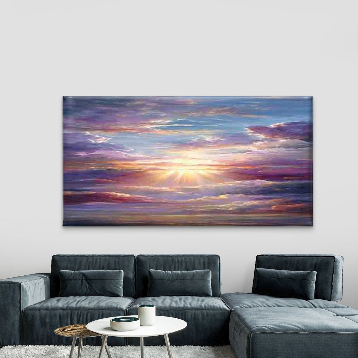 Sunshine Breaking Through Cloud Wall Art Canvas Office Home Room Framed 80x45cm