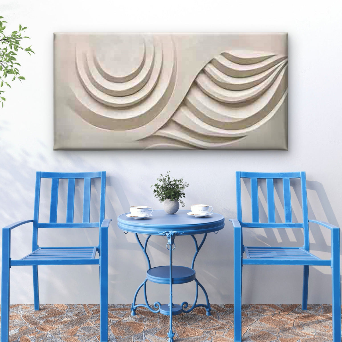 Curved Sculpture Abstract Paint Wall Art Canvas Office Home Room Framed 80x45cm