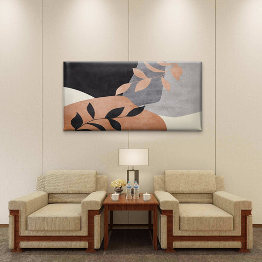 Terracotta Abstract Botanical Wall Art Canvas Office Home Room Framed 80x45cm