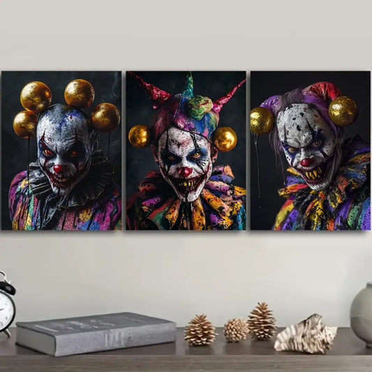 3pcs Evil Zombie Clown Metal Print Ready to Hang Art