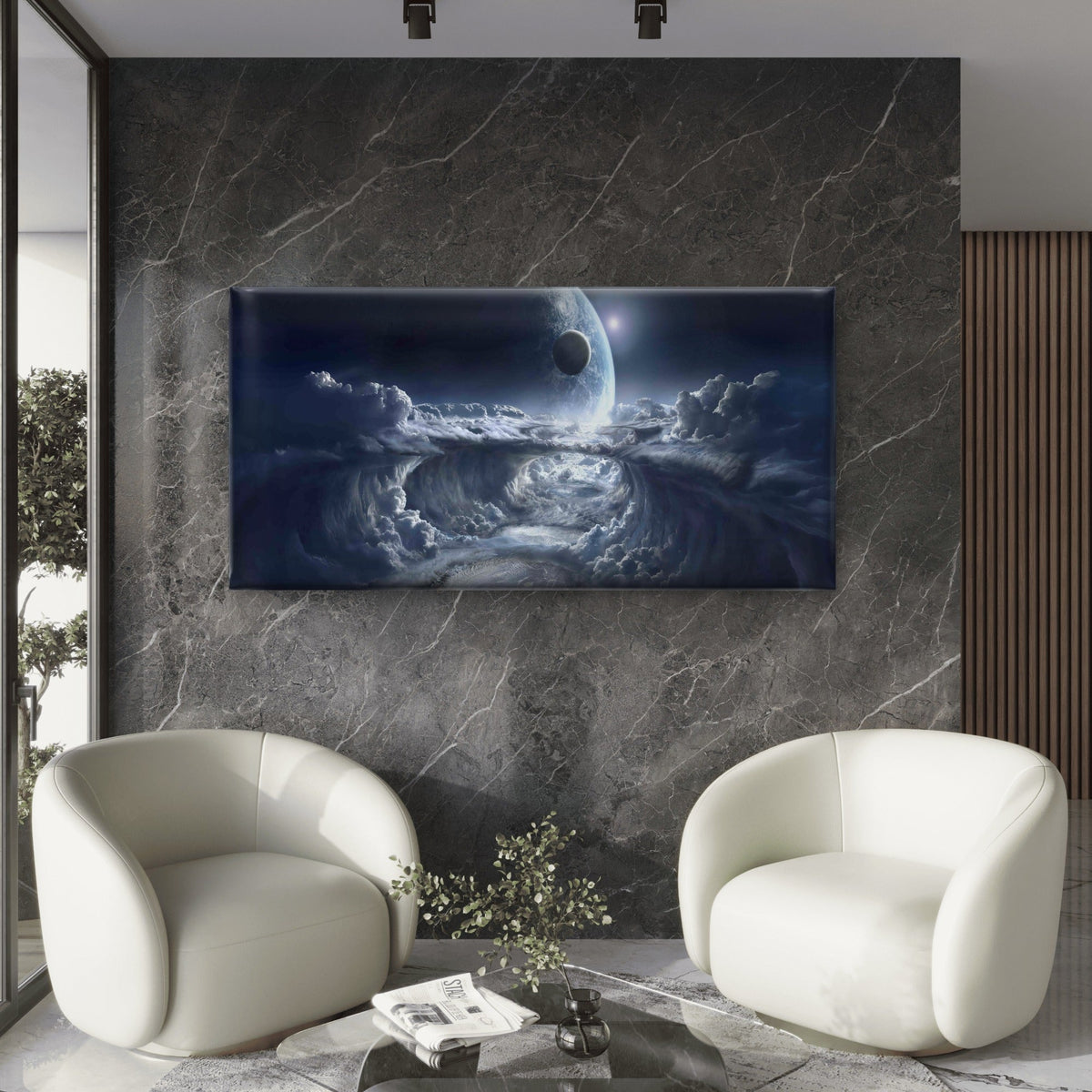 Cosmic Storm Sci-Fi Space Wall Art Canvas Office Home Room Framed 80x45cm