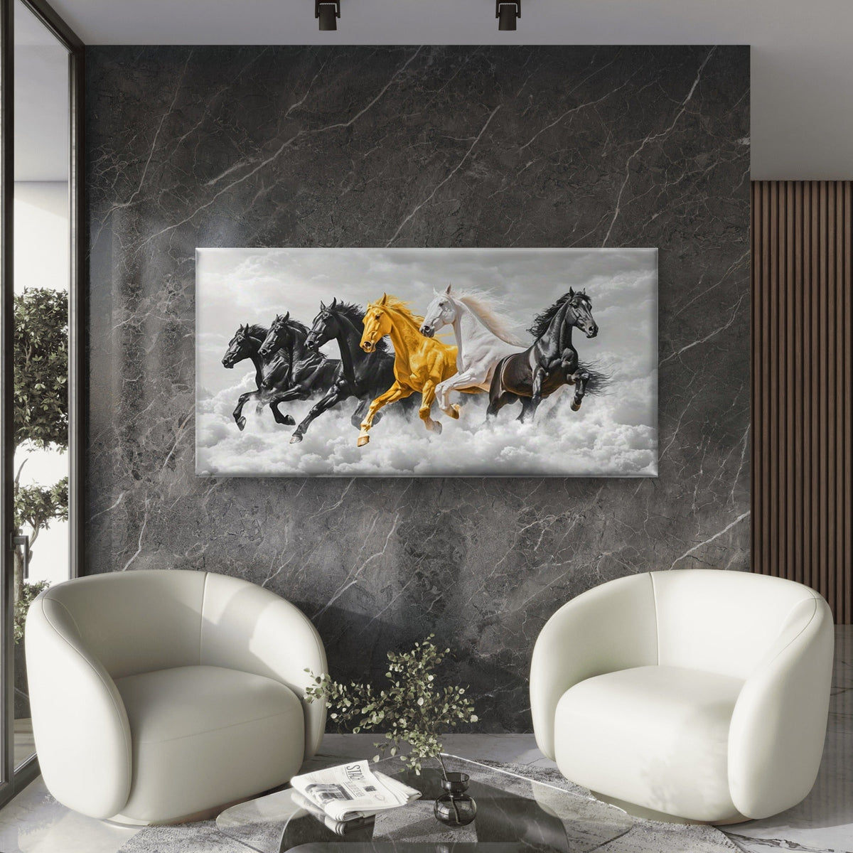 Horse Biblical Painting Wall Art Canvas Office Home Room Framed 80x45cm