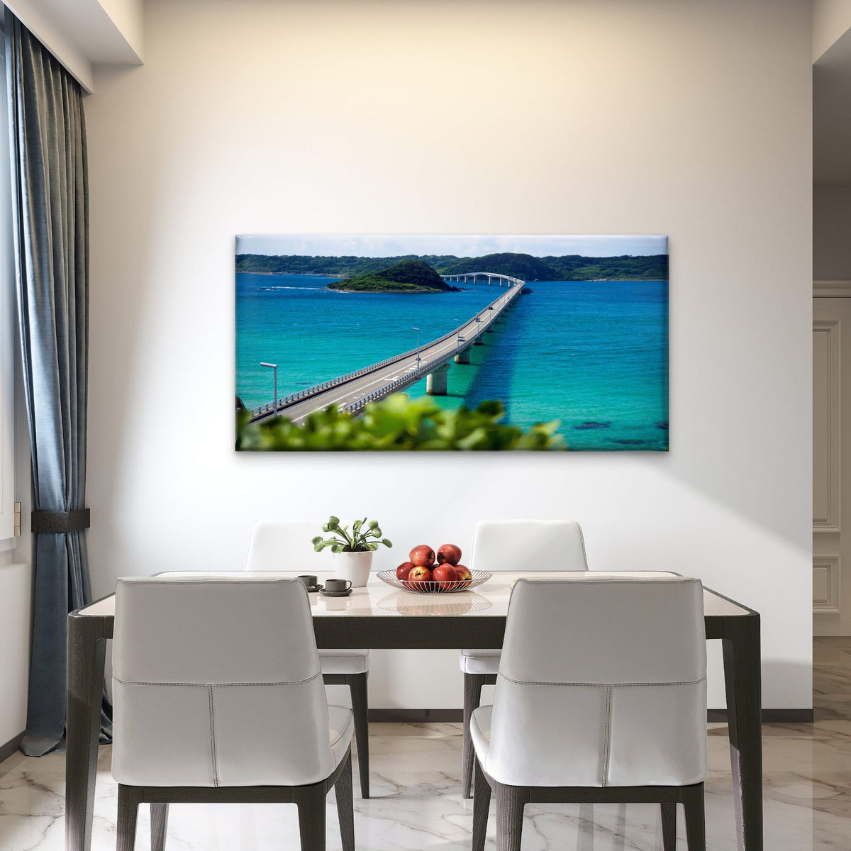 Ocean Highway Bridge Wall Art Canvas Office Home Room Framed 80x45cm