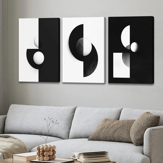 3pcs Black and white geometric Fantasy Classic Design Metal Print Ready to Hang Art