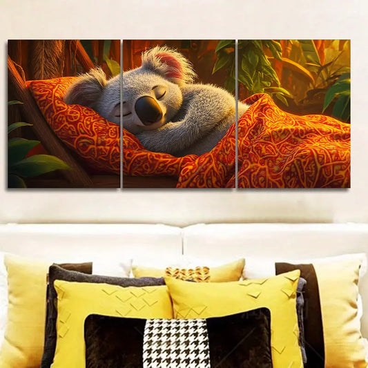 3pcs Sleeping Koala Metal Print Ready to Hang Art