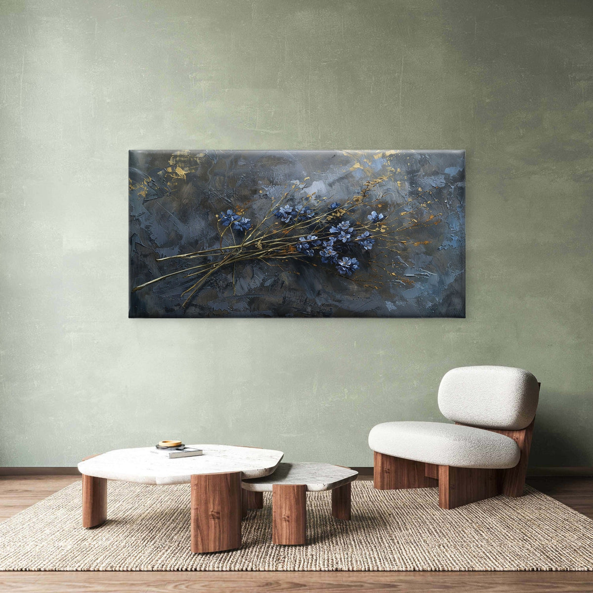 Charcoal Grey Botanical Impasto Wall Art Canvas Office Home Room Framed 120x60cm