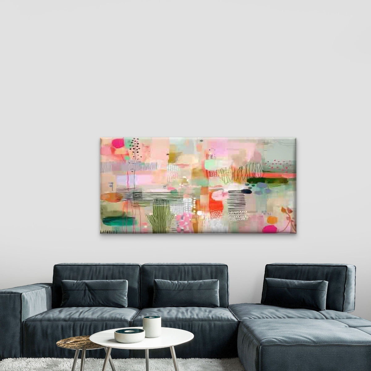 Abstract Geometric Designs Wall Art Canvas Office Home Room Framed 80x45cm