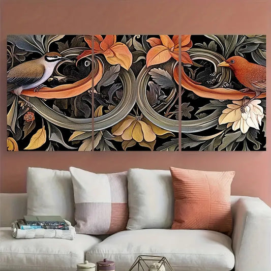 3pcs Golden William Morris Botanical Metal Print Ready to Hang Art