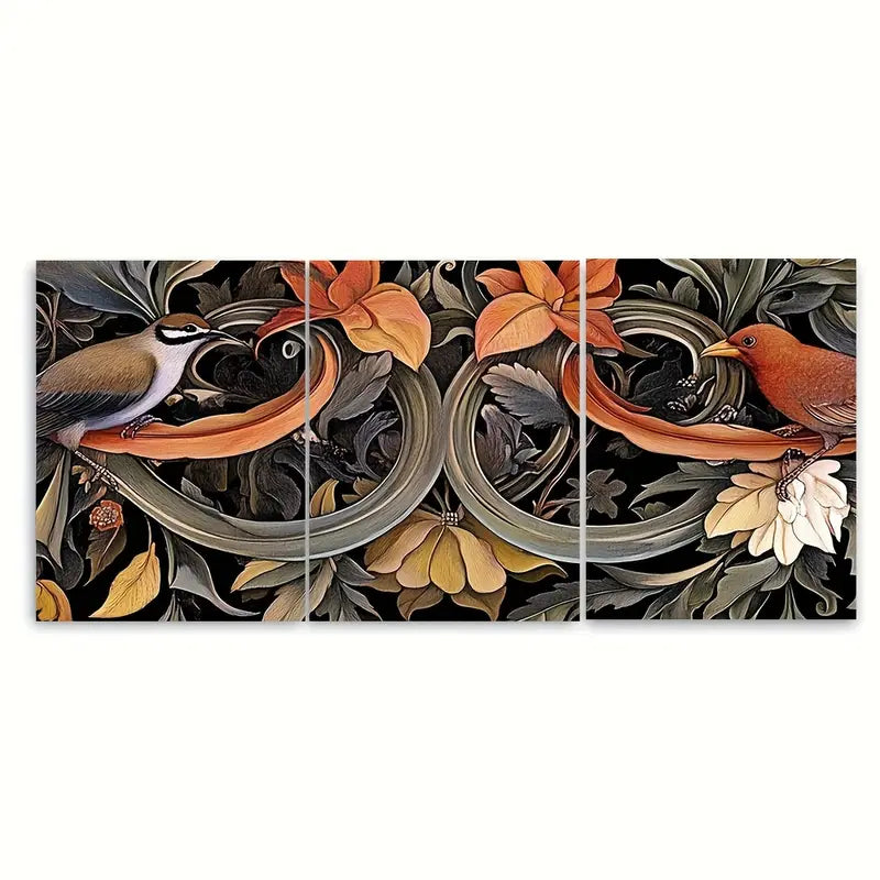 3pcs Golden William Morris Botanical Metal Print Ready to Hang Art