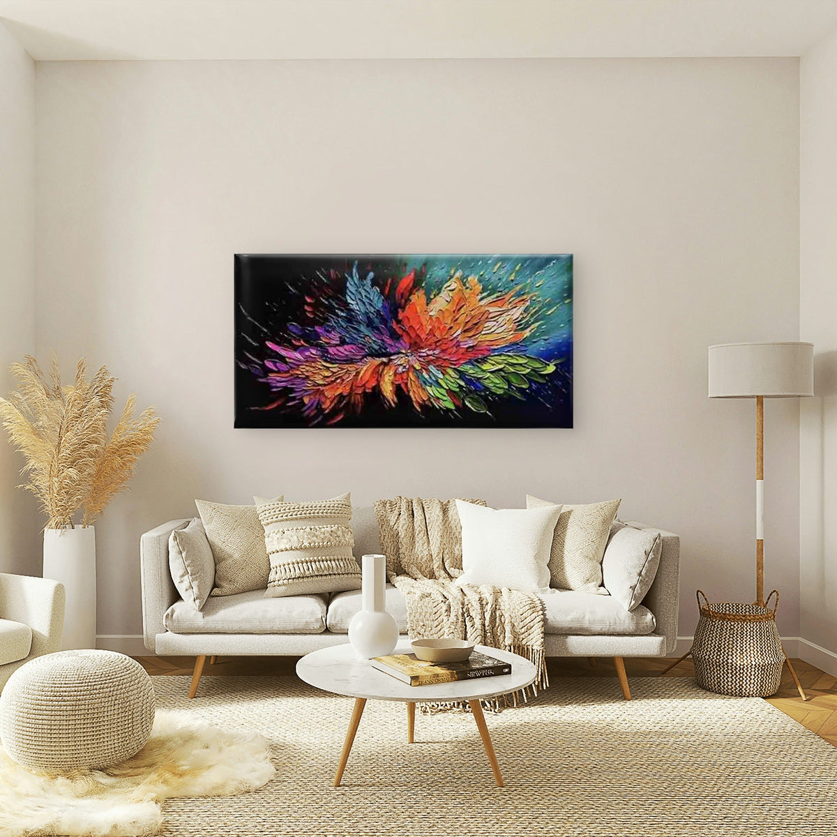 Abstract of A Colorful Flower Wall Art Canvas Office Home Room Framed 80x45cm