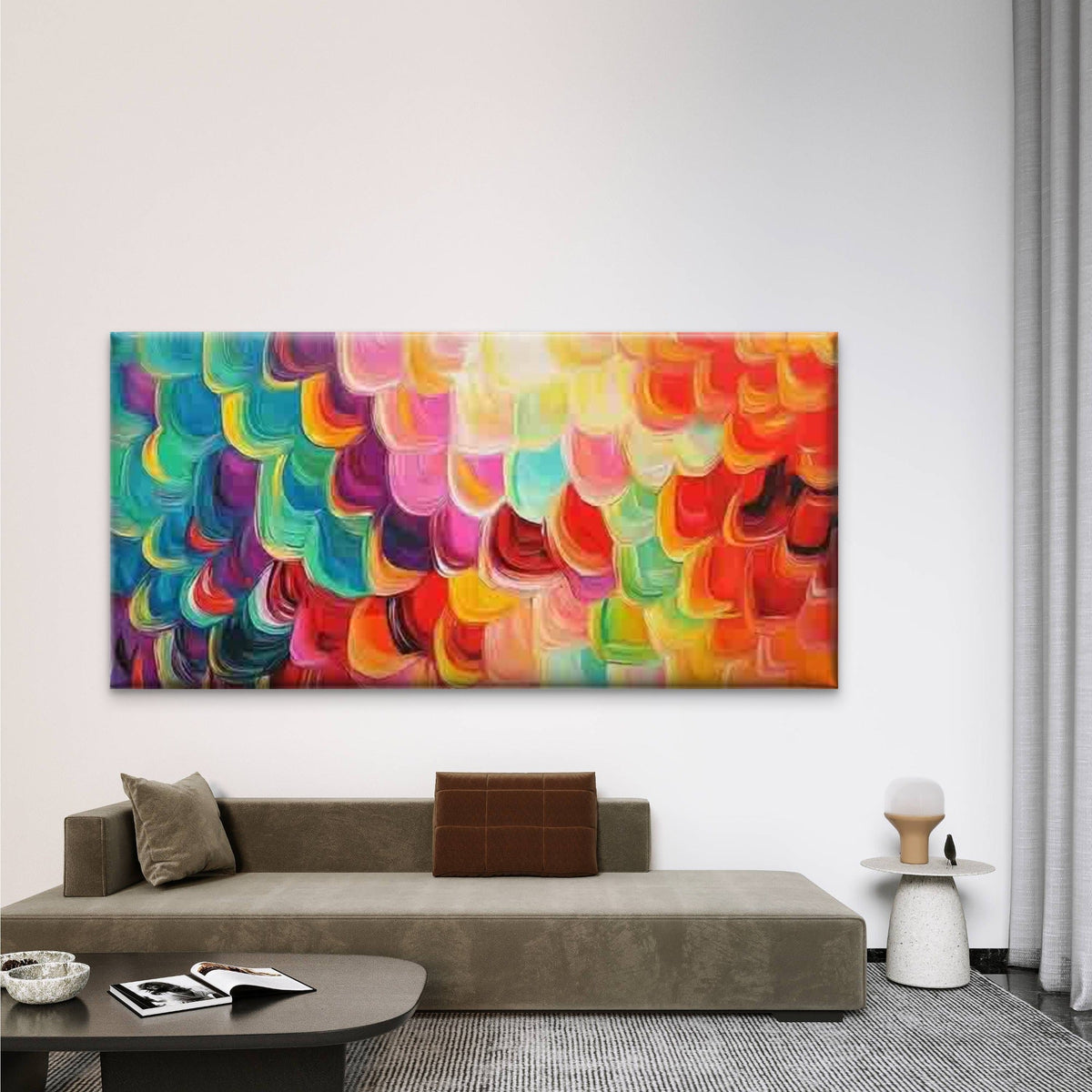 Vibrant Abstract Art with Brush Wall Art Canvas Office Home Room Framed 80x45cm