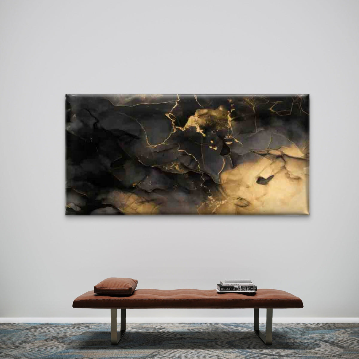 Modern Abstract Marble Texture Wall Art Canvas Office Home Room Framed 80x45cm