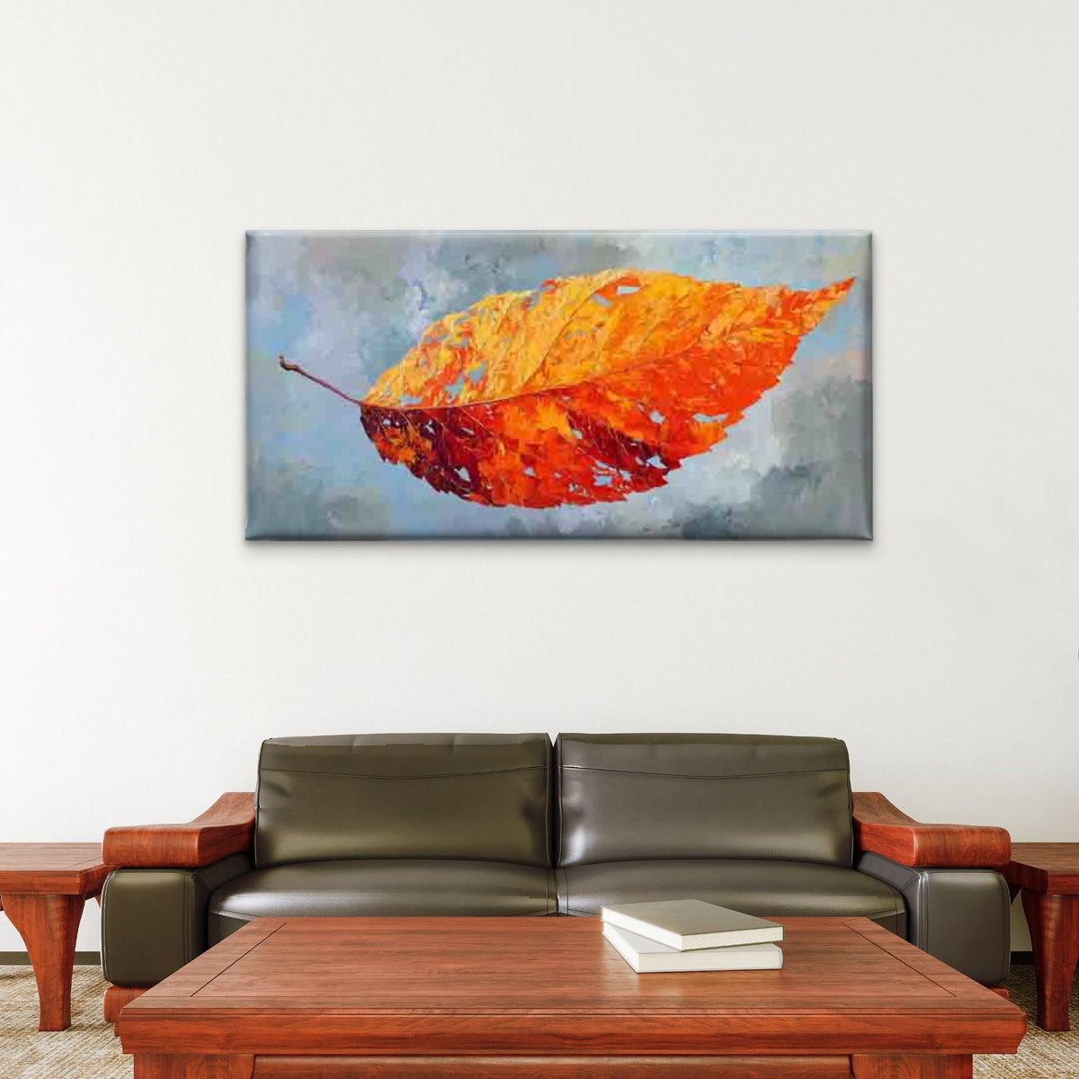 Autumn Leaves, Vibrant Colors Wall Art Canvas Office Home Room Framed 120x60cm
