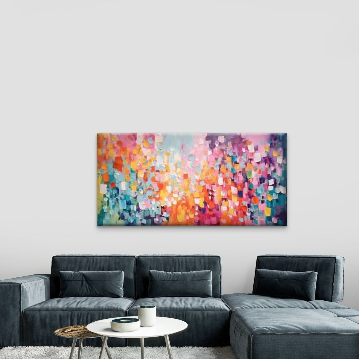 Abstract Colorful Shapes Wall Art Canvas Office Home Room Framed 80x45cm