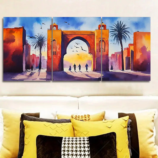 3pcs Colorful Gate Picture Metal Print Ready to Hang Art