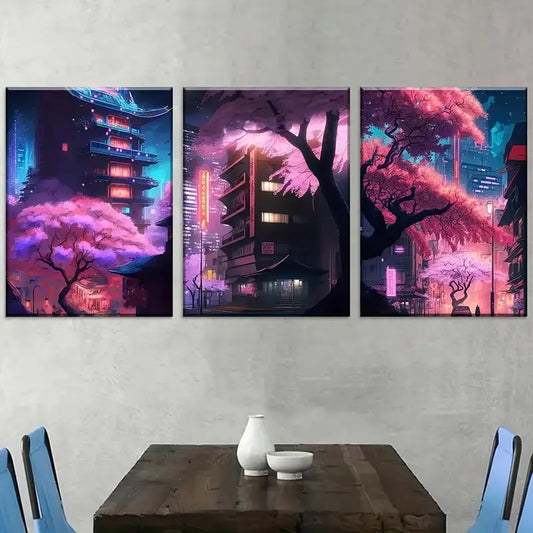 3pcs Modern Fashion Abstract City Technology Landscape Wall Art Set Canvas Framed 40x60cm - High Quality Print 100% Australian Made Wall Canvas Ready to Hang