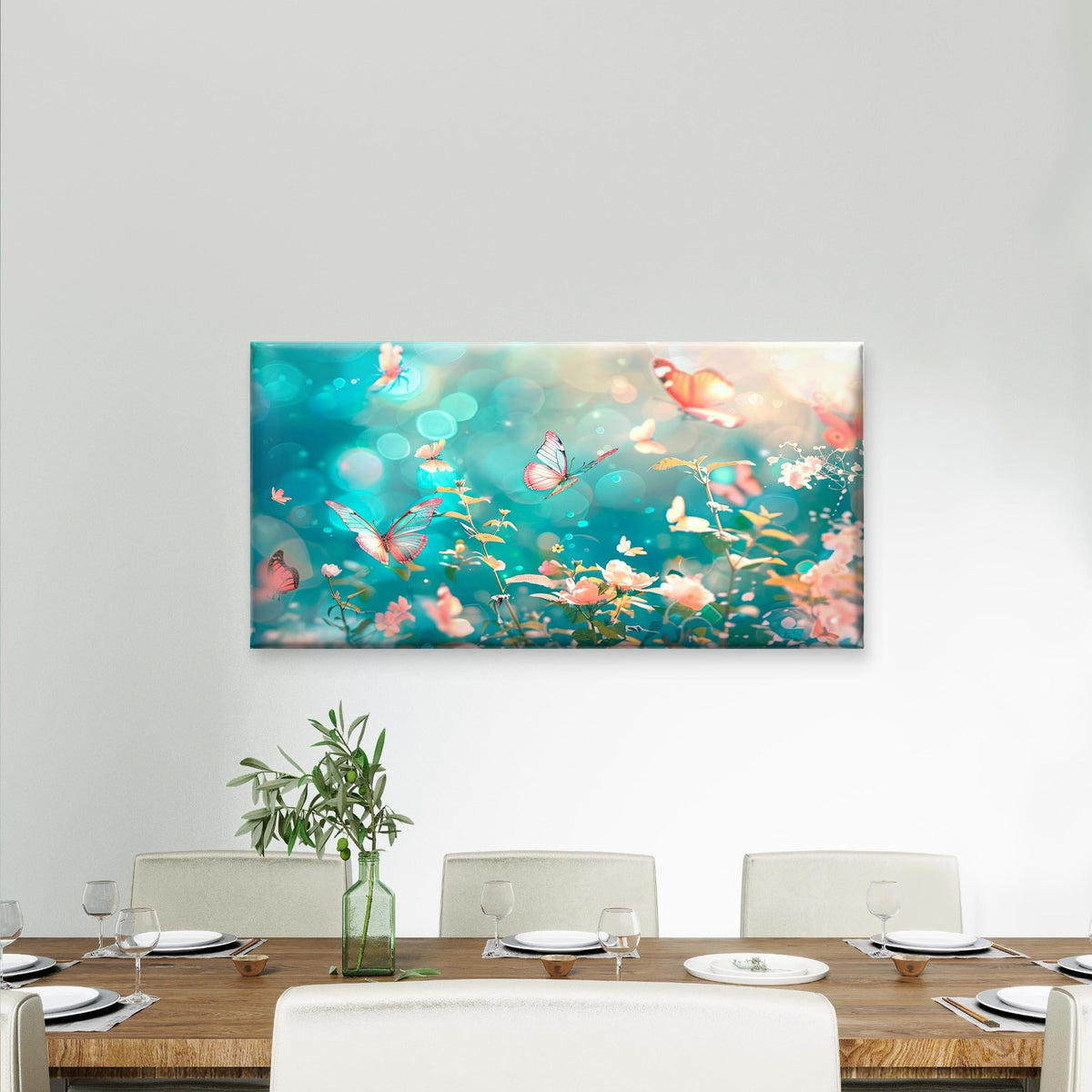 Enchanted Garden Butterflies Wall Art Canvas Office Home Room Framed 120x60cm