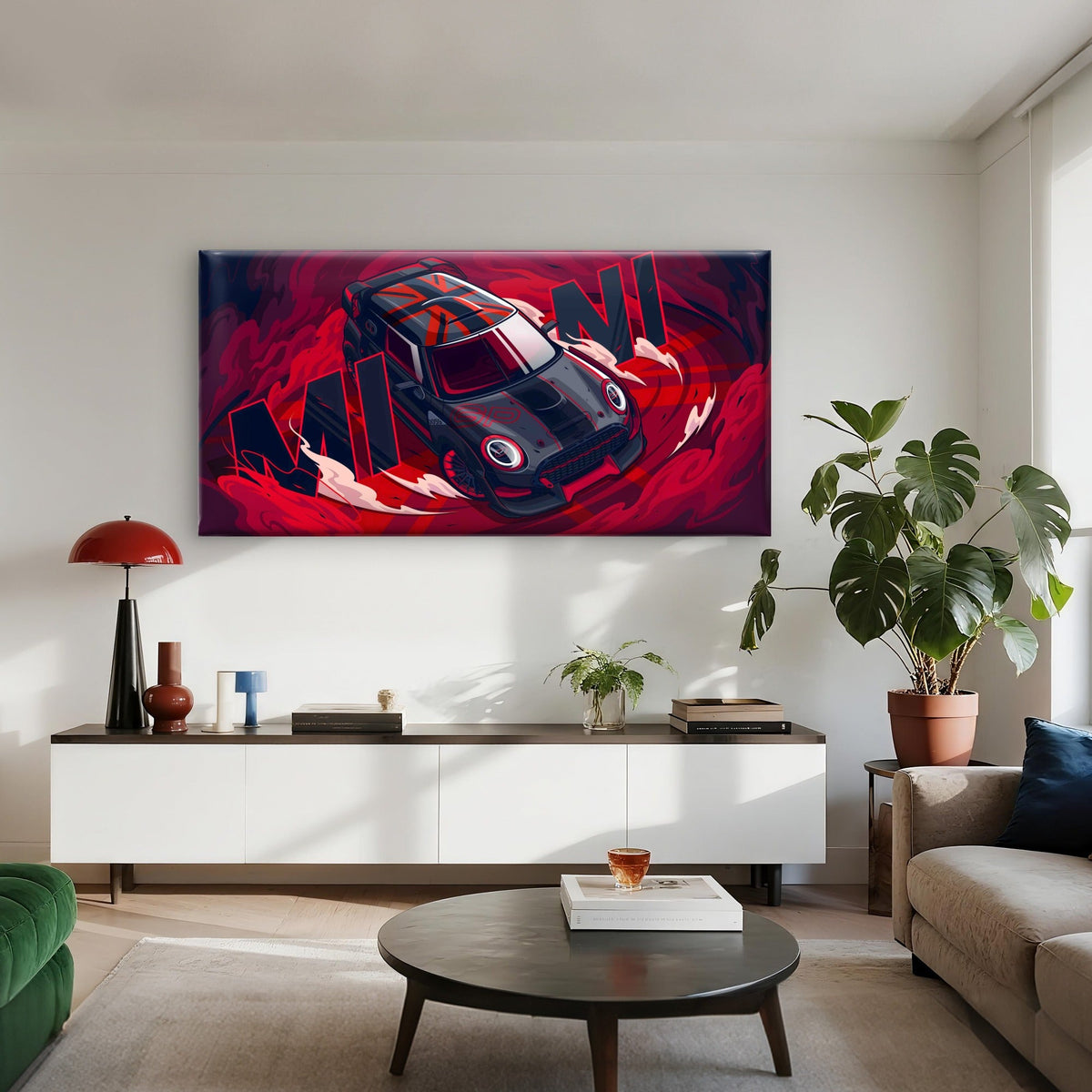 Crimson Cornering Supercar Wall Art Canvas Office Home Room Framed 120x60cm