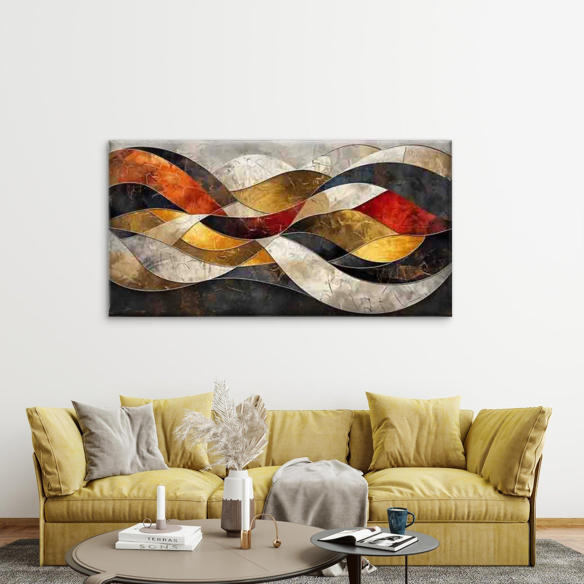 Modern Abstract Wall Art Canvas Office Home Room Framed 80x45cm