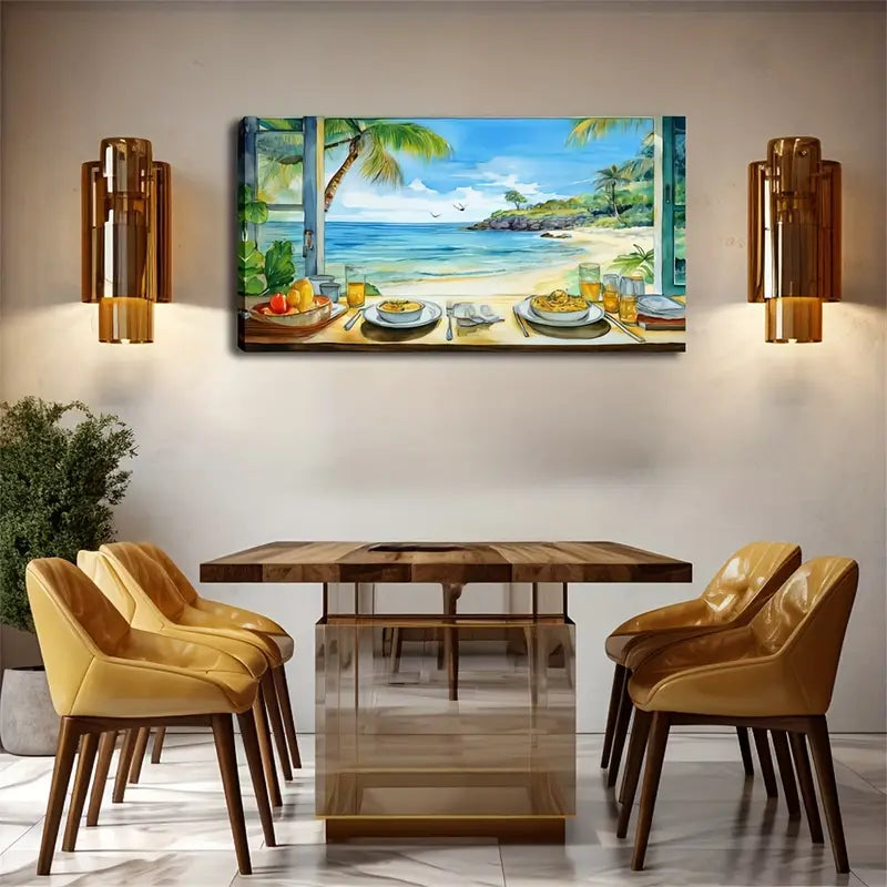 3pcs, Seaside Holiday And Food Wall Art Set Canvas Framed 40x60cm - High Quality Print 100% Australian Made Wall Canvas Ready to Hang