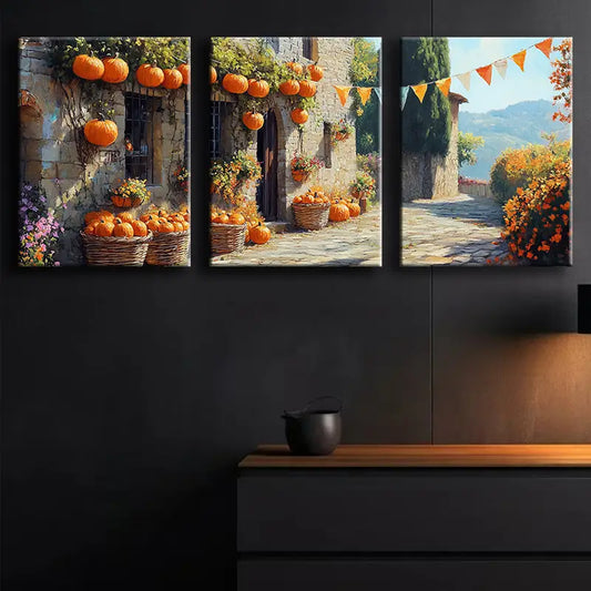 3pcs Luxurious Italian Villa Metal Print Ready to Hang Art