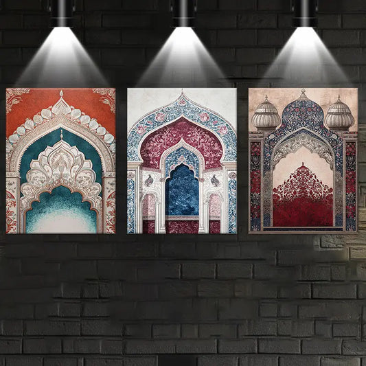 3pcs Elegant Arches Vibrant Design Paintings Metal Print Ready to Hang Art