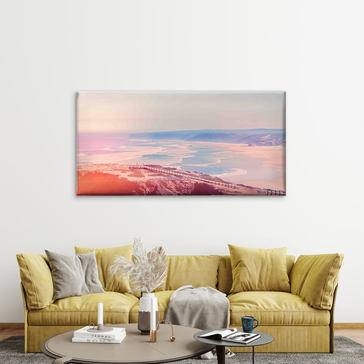 Aerial View Of Snow Mountains Wall Art Canvas Office Home Room Framed 120x60cm