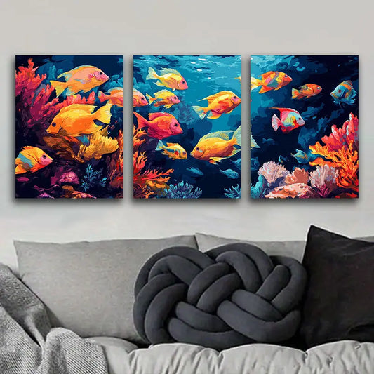 3pcs Tropical Sea Life Metal Print Ready to Hang Art
