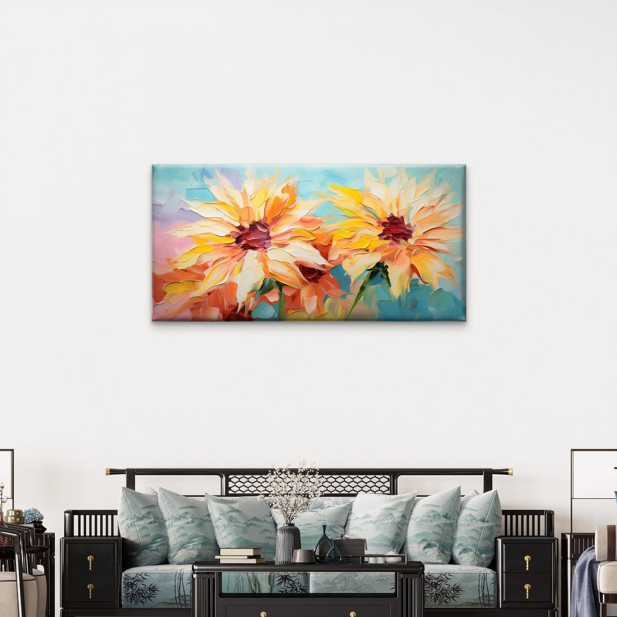 Modern Yellow Sunflower Blossom Wall Art Canvas Office Home Room Framed 120x60cm