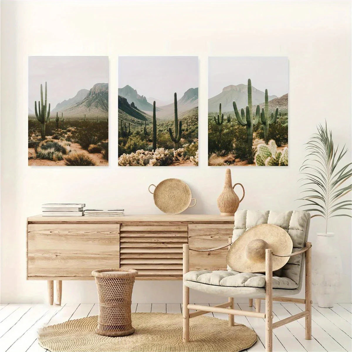 3pcs Arizona Desert, Southwestern Mexican Nature Metal Print Ready to Hang Art